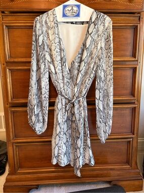 Waverly Grey Snake-Print Wrap Dress